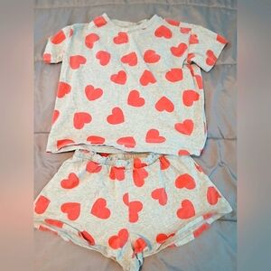 Old Navy Women's Pajama Set - Gray and Red Hearts
